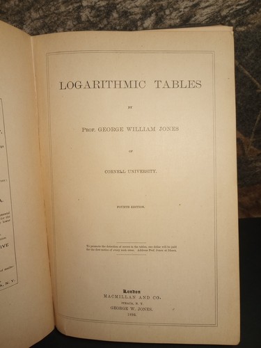 Logarithmic tables prof - tables, by